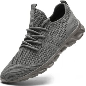 damyuan mens lightweight athletic running walking gym shoes casual sports shoes fashion sneakers walking shoes dark grey,9.5