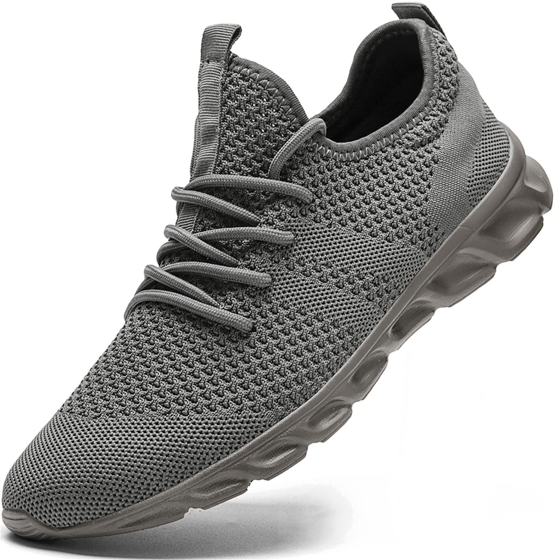 Damyuan Mens Lightweight Athletic Running Walking Gym Shoes Casual Sports Shoes Fashion Sneakers Walking Shoes Dark Grey,9.5