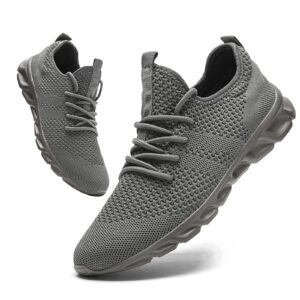 Damyuan Mens Lightweight Athletic Running Walking Gym Shoes Casual Sports Shoes Fashion Sneakers Walking Shoes Dark Grey,9.5