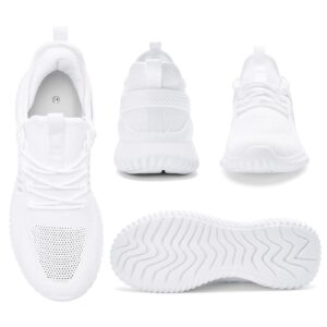 Akk White Sneakers Mens Tennis Shoes - Slip on Walking Running Breathable Lightweight Athletic Shoes for Sport Gym Workout Jogging Size 13
