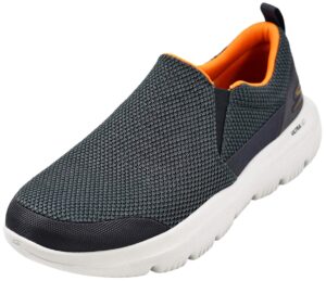 skechers men's go walk evolution ultra-impeccable sneaker, charcoal/orange, 11 x-wide