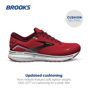 Brooks Men's Ghost 15 Neutral Running Shoe - Red/Blue Haze/White - 10 Medium