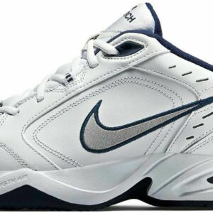 Nike Men's Air Monarch IV Walking Shoes, White/Metallic Silver/Navy, Size 8