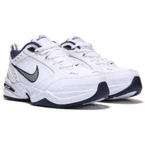 Nike Men's Air Monarch IV Walking Shoes, White/Metallic Silver/Navy, Size 8