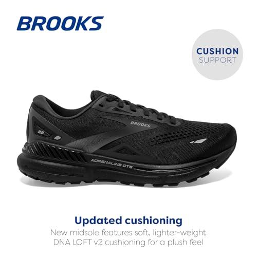 Brooks Men’s Adrenaline GTS 23 Supportive Running Shoe - Black/Black/Ebony - 10 Wide