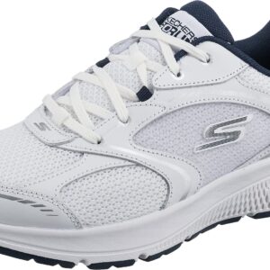 Skechers Men's GOrun Consistent-Athletic Workout Running Walking Shoe Sneaker with Air Cooled Foam, White/Navy, 7.5 X-Wide