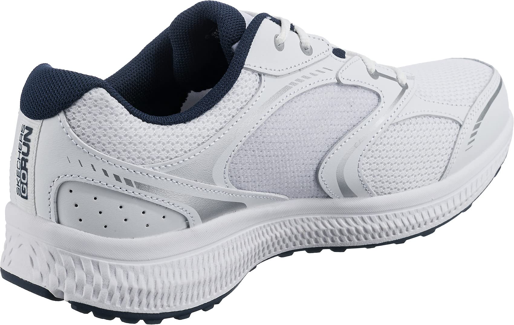 Skechers Men's GOrun Consistent-Athletic Workout Running Walking Shoe Sneaker with Air Cooled Foam, White/Navy, 7.5 X-Wide