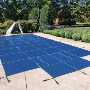 LinerWorld In Ground Safety Cover for 16'x32' Pool Rectangle Winter Pool Cover w/Optional Center End Step – Blue