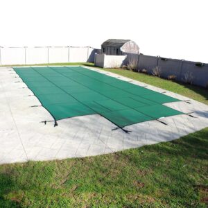pool mate 1632cs-90-grn-pm green mesh safety cover for 16 ft. x 32 ft. with 4 ft. x 8 ft. center end step swimming pool
