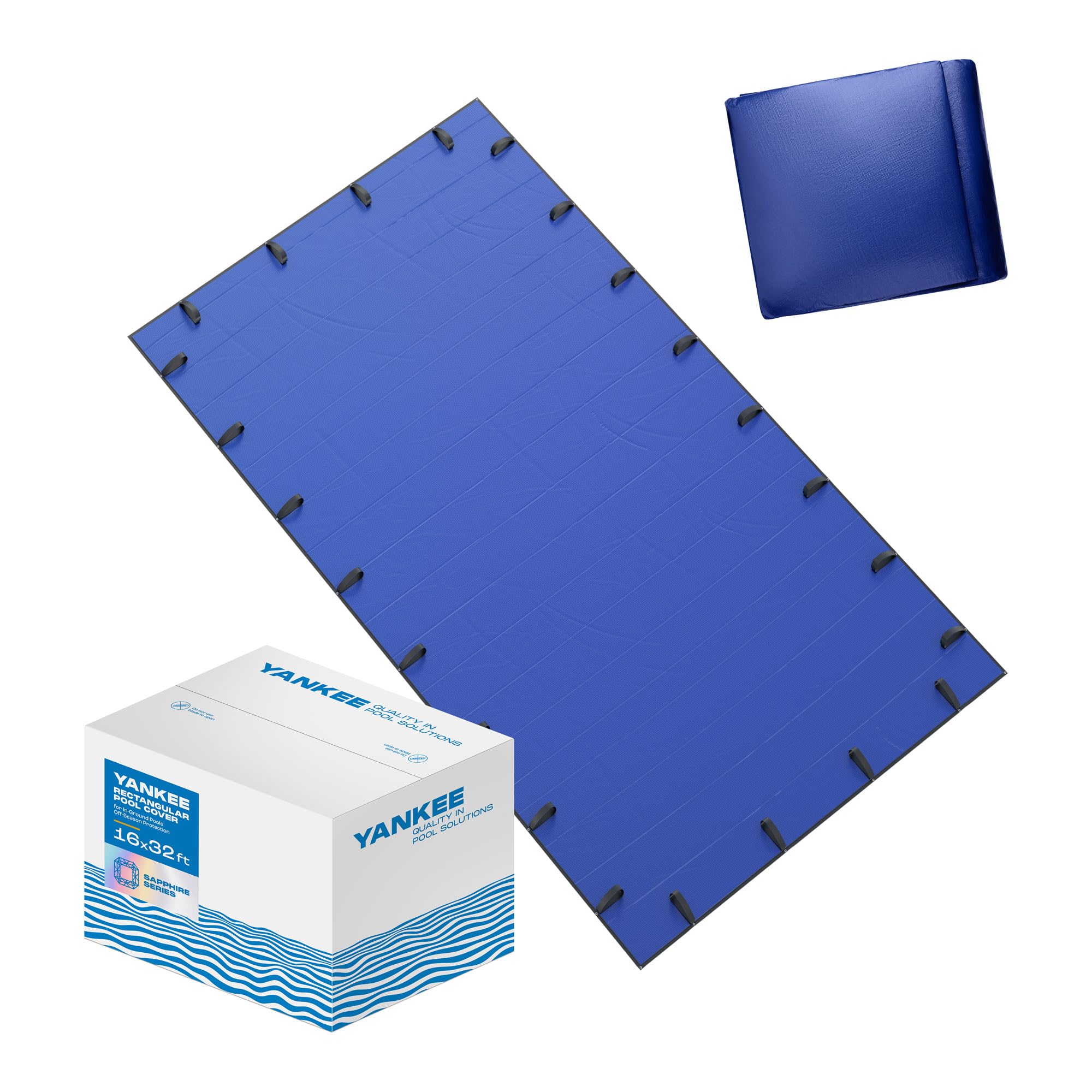 Pool Cover for 16x32 ft Rectangular Pool: Extra Thick & Durable Inground Pool Cover |Sapphire Series of Premium Cold- and UV-Resistant Pool Cover | In-Ground Pool Protection | by Yankee