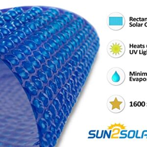 Sun2Solar Blue 10-Foot-by-16-Foot Rectangle Solar Cover | 1600 Series | Heat Retaining Blanket for In-Ground and Above-Ground Rectangular Swimming Pools | Use Sun to Heat Pool | Bubble-Side Down