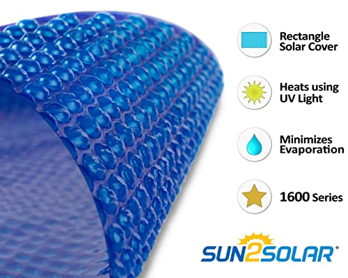 Sun2Solar Blue 10-Foot-by-16-Foot Rectangle Solar Cover | 1600 Series | Heat Retaining Blanket for In-Ground and Above-Ground Rectangular Swimming Pools | Use Sun to Heat Pool | Bubble-Side Down