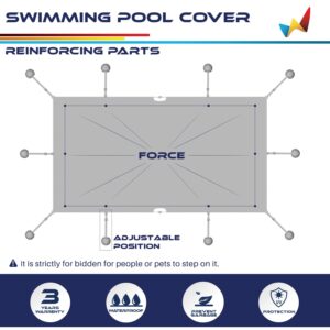 Windscreen4less 16'x36' Winter Pool Covers for Inground Swimming Pool Rectangle Mesh Safety Pool Covers for Backyard Yard Deck Patio Pool Wire Cable All Edges Dark Green (Polypropylene)