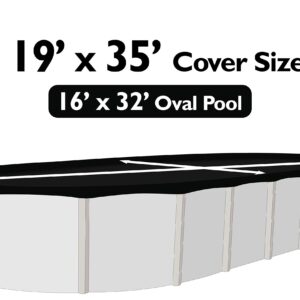 Buffalo Blizzard Deluxe Winter Cover for 16-Foot-by-32-Foot Oval above-Ground Swimming Pools | Blue/Black Reversible | All Covers Include 3-Feet of Overlap Material to Measure 19-Feet-by-35-Feet