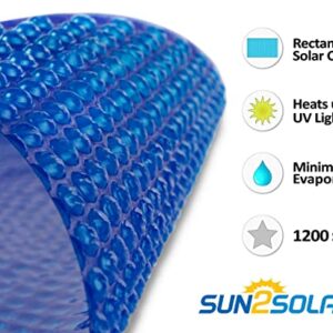 Sun2Solar Blue 12-Foot-by-32-Foot Rectangle Solar Cover | 1200 Series | Heat Retaining Blanket for In-Ground and Above-Ground Rectangular Swimming Pools | Use Sun to Heat Pool | Bubble-Side Down