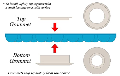 Sun2Solar Blue 18-Foot-by-36-Foot Rectangle Solar Cover Heat Retaining Blanket | 1600 Series with 6-Pack of Grommets Bundle | In-Ground and Above-Ground Rectangular Swimming Pool | Bubble-Side Down