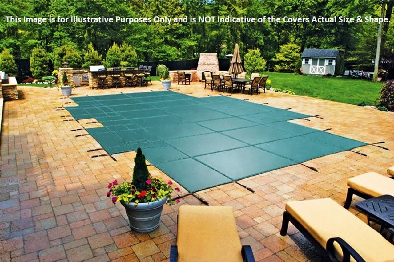 16' x 32' Rectangle with 3' x 8' Center End Step Loop-Loc II Super Dense Mesh In-Ground Pool Safety Cover