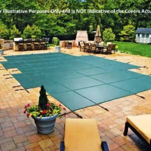 16' x 32' Rectangle with 4' x 8' Center End Step Loop-Loc II Gray Super Dense Mesh In-Ground Pool Safety Cover