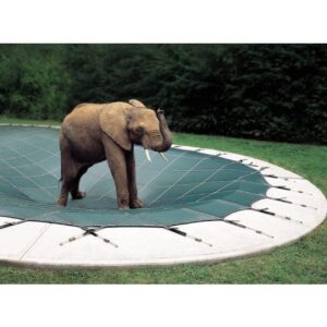 16' x 32' Rectangle with 4' x 8' Center End Step Loop-Loc II Black Super Dense Mesh In-Ground Pool Safety Cover