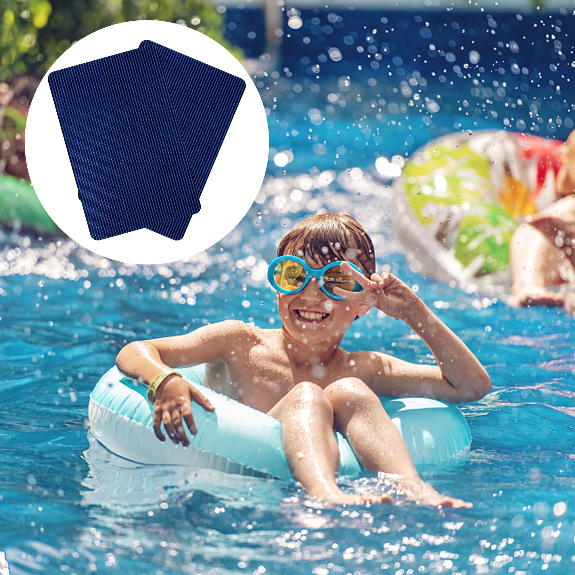Lfutari 6pcs Swimming Pool Cover Repair Kit - Blue Pool Safety Cover Patch Kit - Self-Adhesive Mesh Pool Cover Saver Patch Kit for Inground Safety Pool Cover (2pcs 12x8 inch+4pcs 4X8 inch)