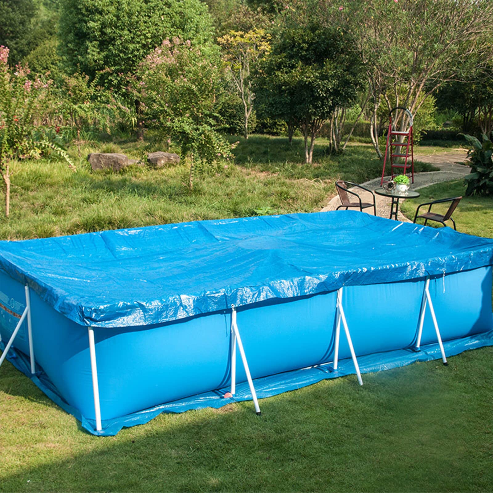 Merkaunis Rectangle Pool Cover 118 x 79 in Inflatable Pool Cover Rectangular Inflatable Swimming Pool Cover Dust Proof Rain Proof Pool Cover for Outdoor Paddling Family Pool Cover