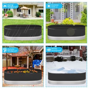 Oval Stock Tank Pool Cover 8 ft, 420D Heavy Duty Waterproof Polyester Oxford, Round Ended Stock Tank, Galvanized Stock Tank Pool Cover to Keep Oval Stock Tank Cold Plunge Pool, Tub, Pool Clean, Black