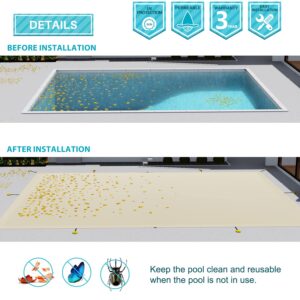 Coarbor 14'x24' Winter Pool Safety Cover Rectangle Mesh Pool Cover Durable Inground Safety Pool Cover for Inground Swimming Pool, Beige