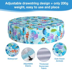 Ladadee Foldable Round Dog Swimming Pool Cover, for 63" Collapsible Outdoor Tub, PVC Coating Waterproof and UV Protection, Leakproof Washable Kiddie Pet Small Paddling Bath Accessories