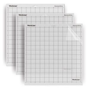 WORKLION Cutting Mat for Silhouette Cameo: (12x12 inch,3 Mats) Standard Grip Adhesive Sticky Durable Non-Slip Clear Craft Cut Mats - Replacement Accessories for Silhouette Cameo 4/3/2/1