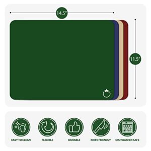 WK Plastic Flexible Cutting Boards for Kitchen Set of 4, Colored Cutting Board Mats with Food Icons, Non-Slip Cutting Mats, BPA Free, Dishwasher Safe