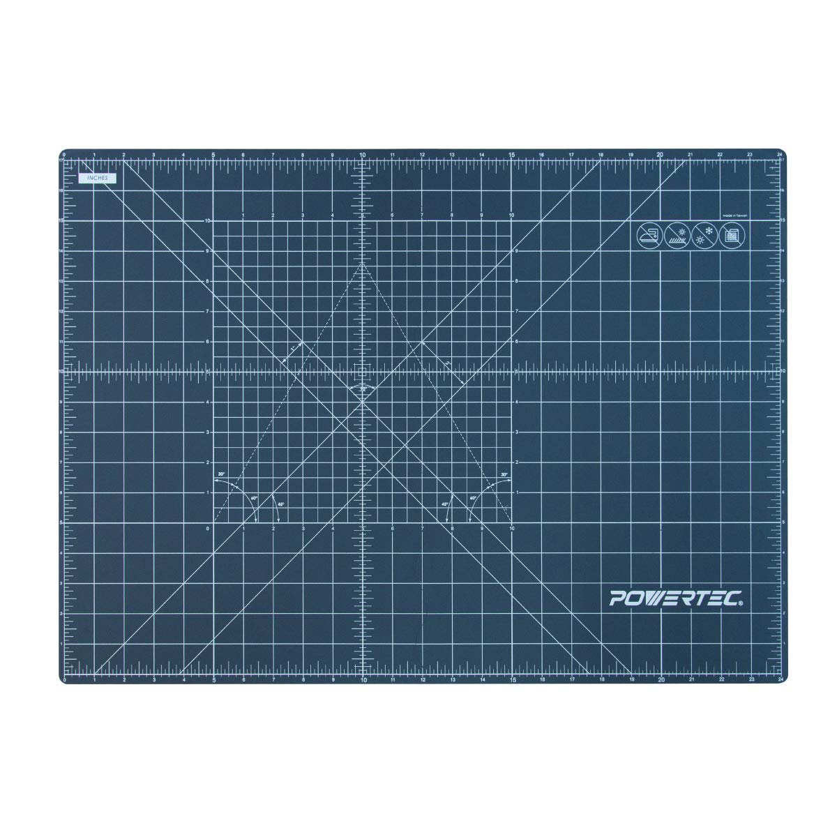 POWERTEC 61002 18” x 24” A2 Non-Slip Double Sided Rotary Cutting Mat with Grid, Table Protector for Crafting, Sizing, Tracing, Sewing, Quilting, Scrapbooking, Arts and Crafts Woodworking