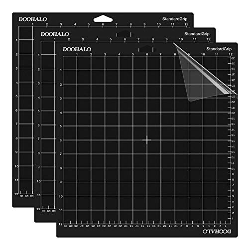 DOOHALO Cutting Mat for Cricut Explore Air2/One, Cricut Maker Smart Cutting Machine Expression 12 X 12 inch 3 Pack Replacement Adhesive Vinyl Mats Black Color Standard Grip Cutting (Black)