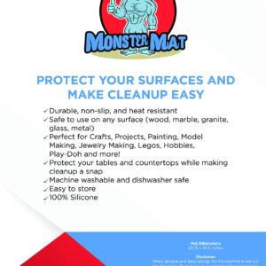 MonsterMat 36x24 Inch Extra Large Silicone Table Protector Craft Mat for Painting, Clay, Projects, Arts and Crafts and More. Easy Clean Up and Rolls for Storage. Largest Mat Available. (Blue)