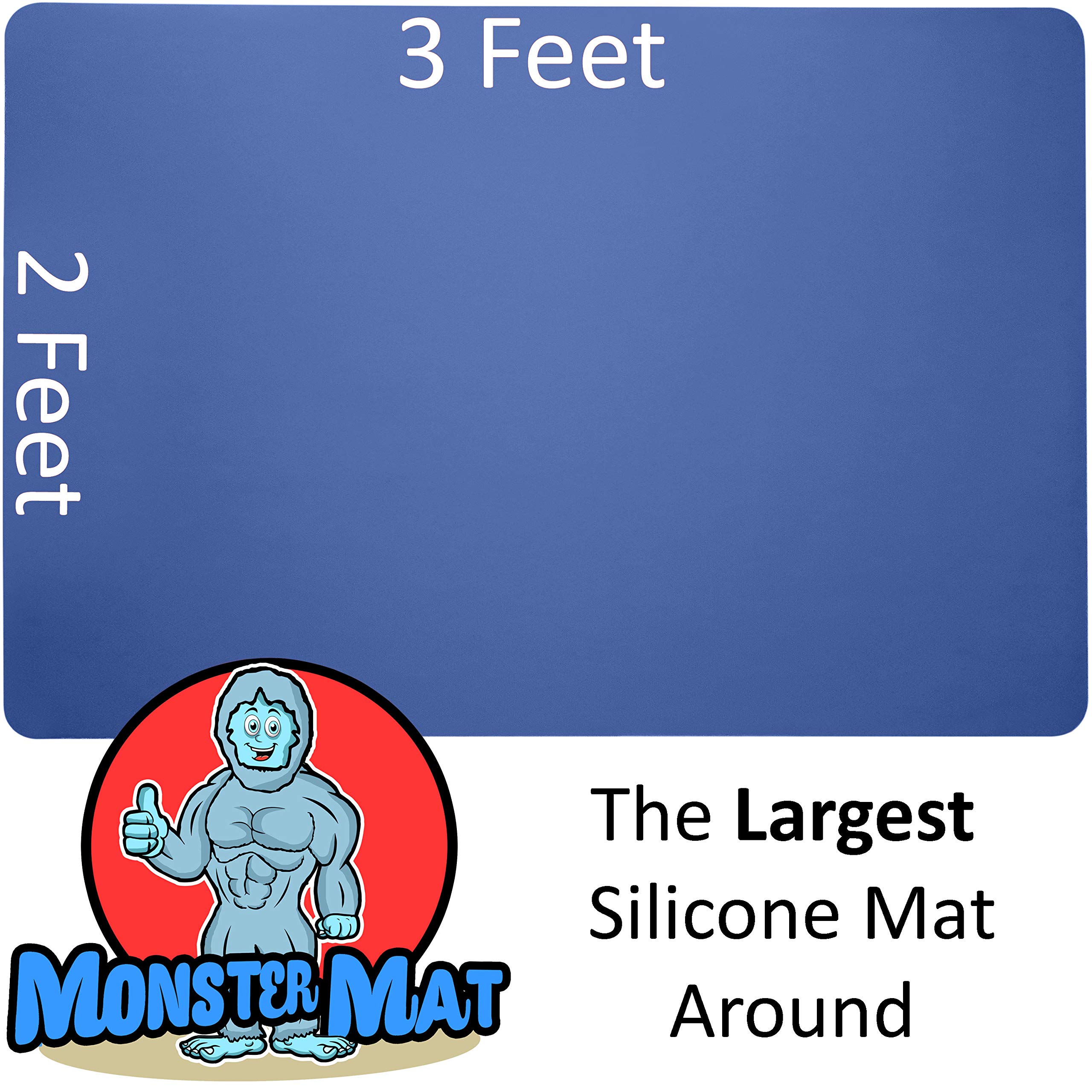 MonsterMat 36x24 Inch Extra Large Silicone Table Protector Craft Mat for Painting, Clay, Projects, Arts and Crafts and More. Easy Clean Up and Rolls for Storage. Largest Mat Available. (Blue)