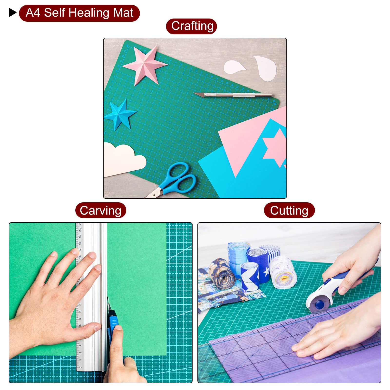 HARFINGTON A4 Self-Healing Cutting Mat 12"x9" Double-Sided Craft Cutting Board for DIY Art Work Sewing Cutting, Purple