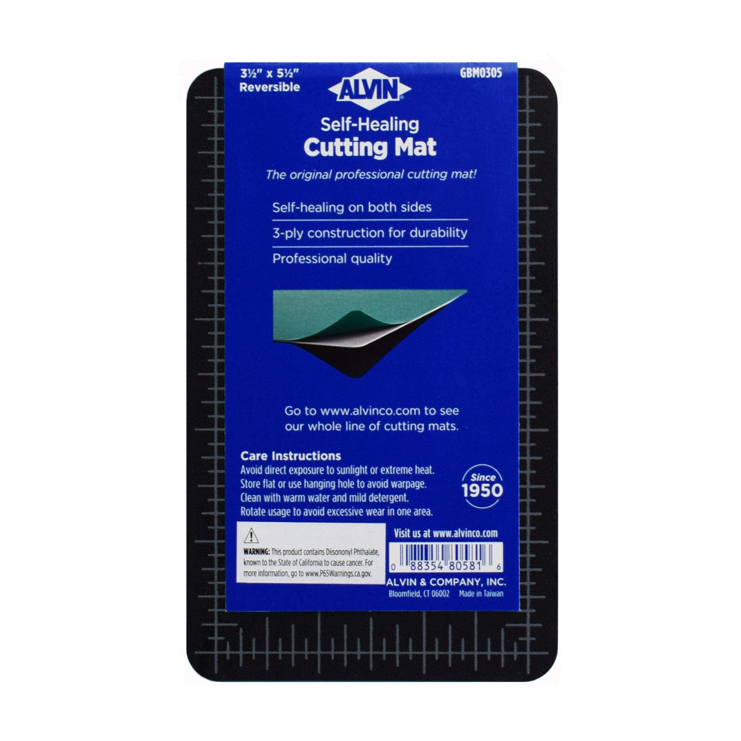 ALVIN GBM Series Professional Self-Healing Cutting Mat, Green/Black Double-Sided, Rotary Cutting Board for Crafts, Sewing, Fabric - 3.5 x 5.5 inches​