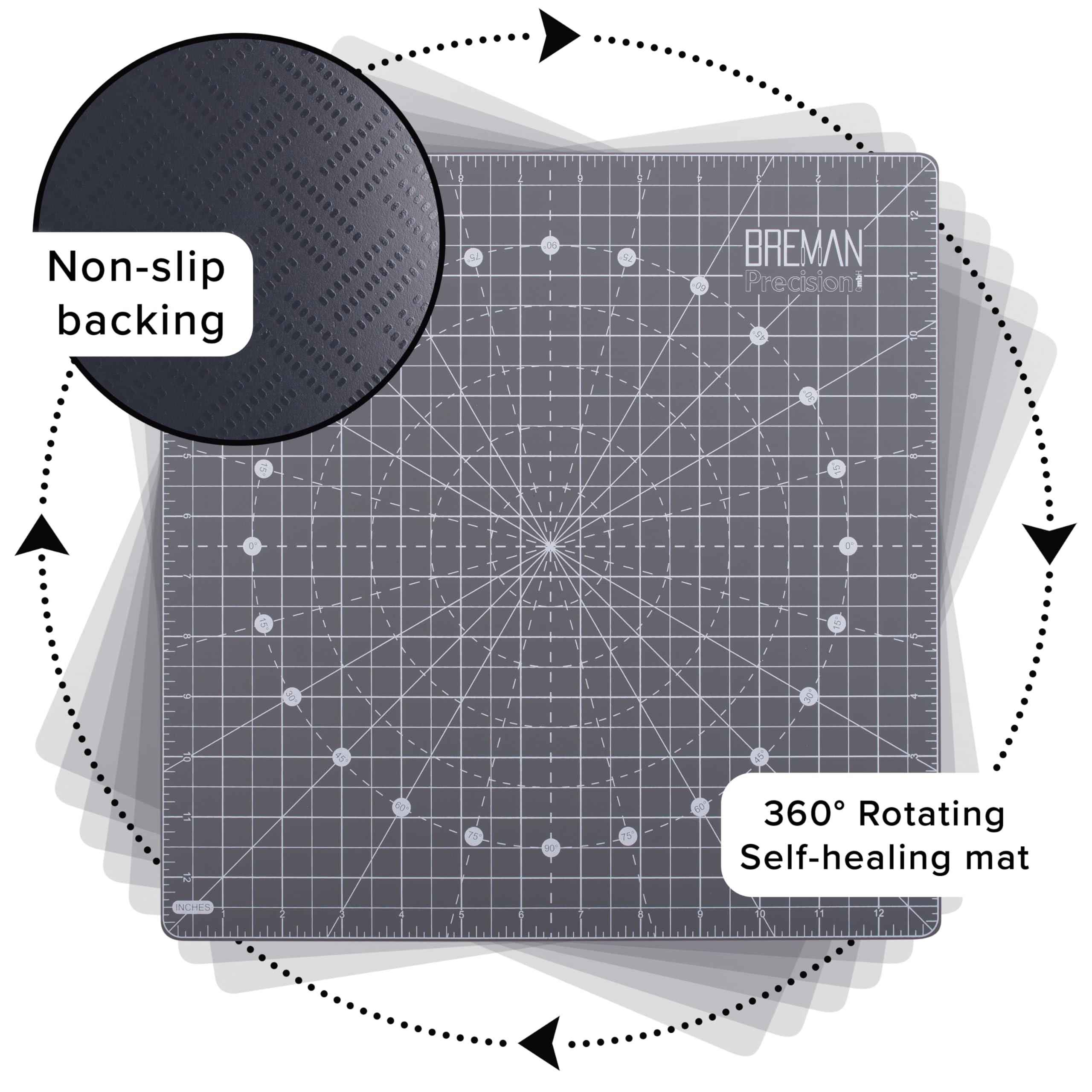 WA Portman Rotating Self Healing Cutting Mat Set - 13x13 Inch Rotating Cutting Mat for Sewing - Quilting Cutting Mats - Rotary Cutter Mat - Rotating Cutting Mat For Quilting - Rotary Cutting Mat