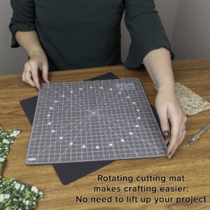 WA Portman Rotating Self Healing Cutting Mat Set - 13x13 Inch Rotating Cutting Mat for Sewing - Quilting Cutting Mats - Rotary Cutter Mat - Rotating Cutting Mat For Quilting - Rotary Cutting Mat