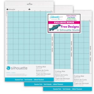 silhouette standard 8 inch cutting mat 3 pack for use with portrait series vinyl cutters with 50 bonus designs