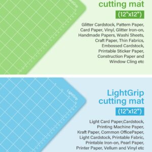 Gwybkq Cutting Mat for Cricut Maker 3/Maker/Explore 3/Air 2/Air/One 4 Pack 12x12 Standard/Light Cut Replacement Accessories Green/Blue Card Adhesive Sticky Mats