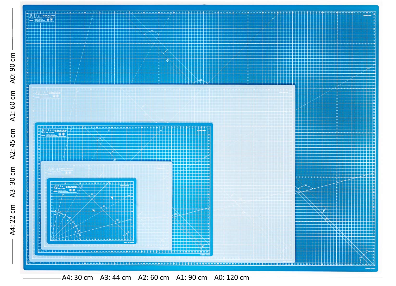 Elan Cutting Mat A3 Blue, Self Healing Cutting Mat 30 x 44 CM, 5-Ply Craft Mat Blue, Hobby Cutting Mat 30x44 CM, Fabric Cutting Board for Crafts, Quilting Cutting Board, Blue Cutting Mats for Crafts