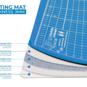 Elan Cutting Mat A3 Blue, Self Healing Cutting Mat 30 x 44 CM, 5-Ply Craft Mat Blue, Hobby Cutting Mat 30x44 CM, Fabric Cutting Board for Crafts, Quilting Cutting Board, Blue Cutting Mats for Crafts