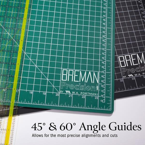 WA Portman Self Healing Cutting Mat & Rotary Cutter for Fabric Set - 18x24 Inch Rotary Cutter Mat - 45mm Rotary Cutter and Mat - 5 Rotary Fabric Cutter Blades - Sewing Cutting Mat for Sewing Supplies
