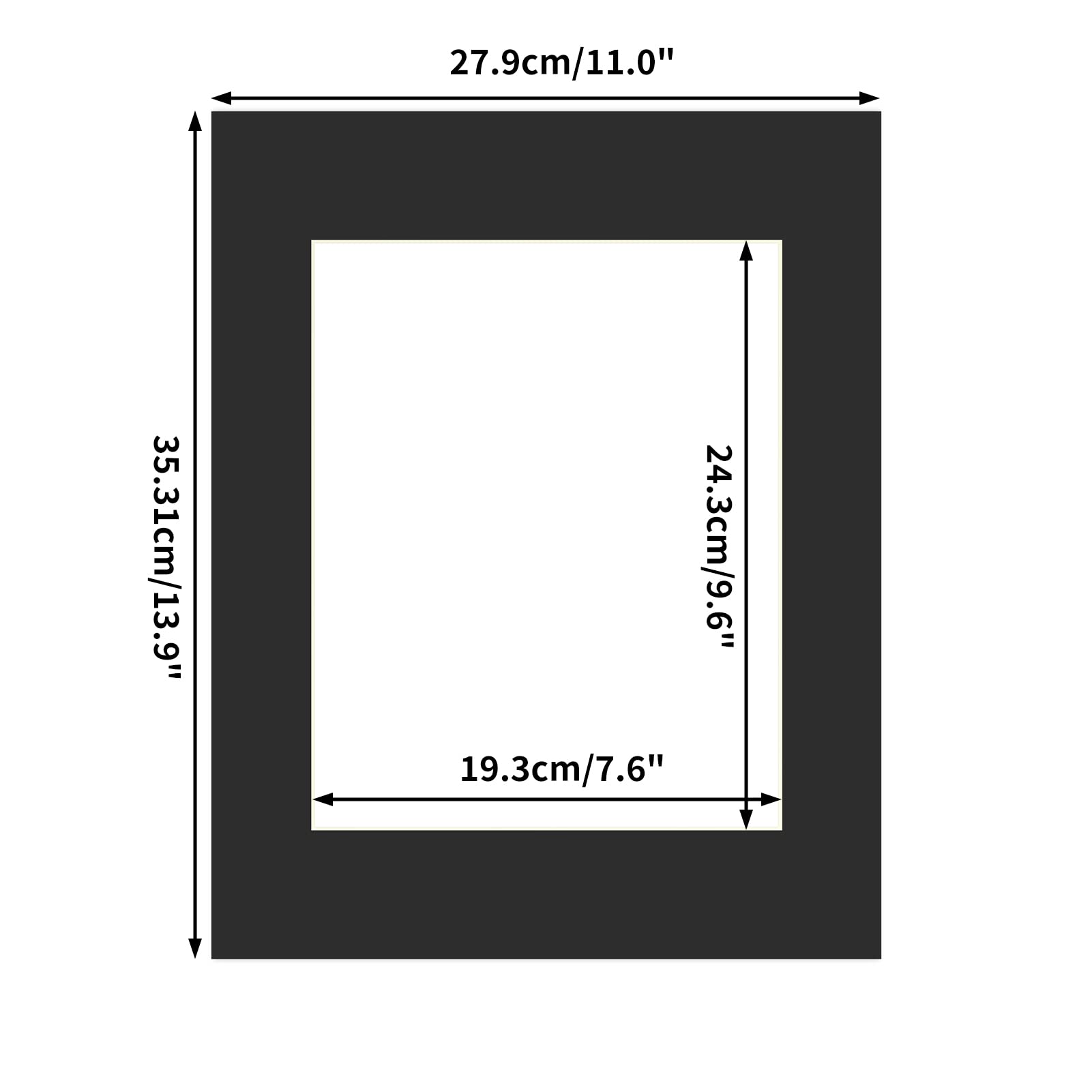 ZBEIVAN 11x14 Black Picture Mats with White Core Bevel Cut Frame Mattes for 8x10 Pictures - Pack of 12