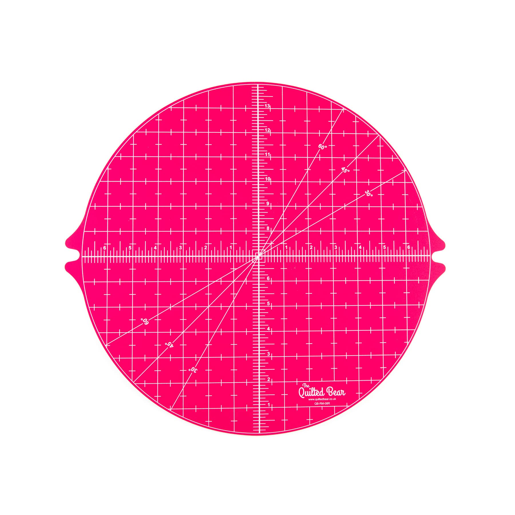 The Quilted Bear Rotating Cutting Mat - Circular 14" x 14" Self Healing 360° Rotating Craft Cutting Mat with Innovative Locking Mechanism for Quilting, Sewing, Dressmaking & Crafts (Pink)