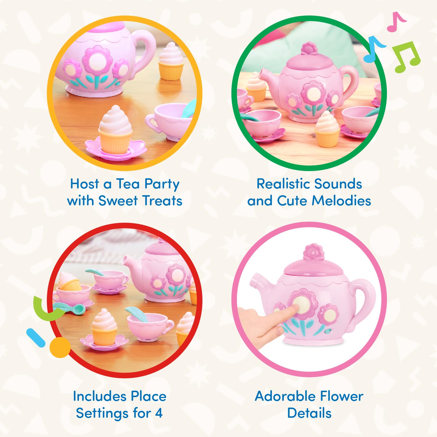 Battat- Play Circle- Singing Teapot – Toy Food – Pretend Play- Kitchen Set – 3 years + (17 Pcs)