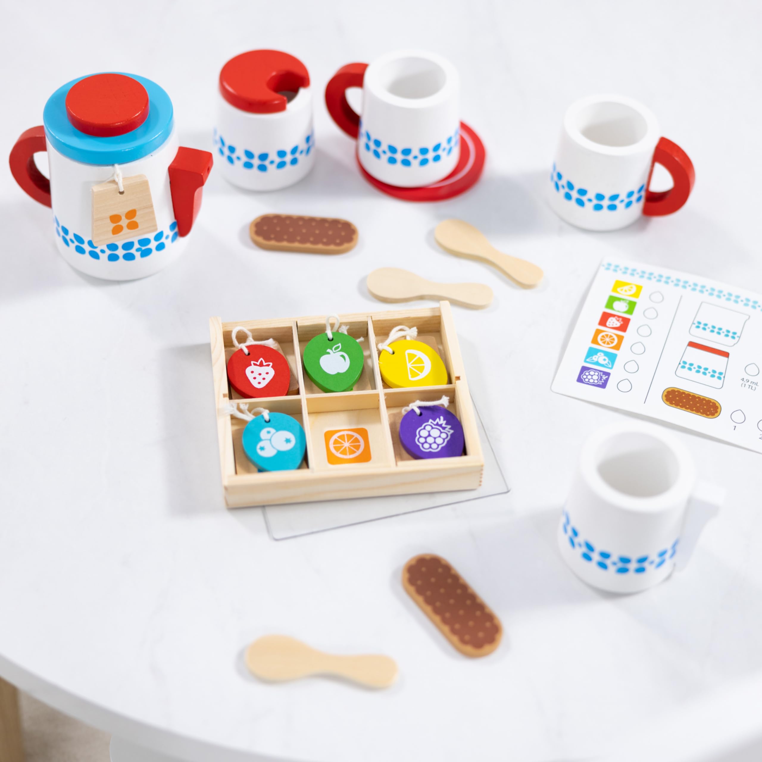 Melissa & Doug 22-Piece Steep and Serve Wooden Tea Set - Play Food and Kitchen Accessories | Play Tea Set, Pretend Play Tea Set Toy For Kids Ages 3+