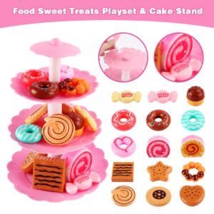 Tea Party Set for Little Girls, Princess Tea Time Toy with Food Sweet Treats Playset Carrying Case, Tea Set Birthday Gift Toys for 3 4 5 6 7 8 Year Old Girls Todler