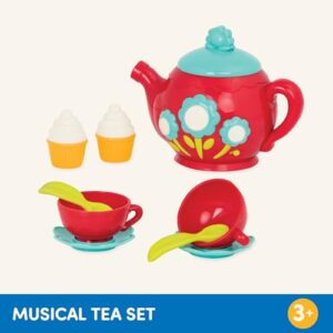 Battat – Pretend Play Tea Set – Singing Teapot – Musical Toddler Toys – Toy Tea Cups & Saucers – 3 Years + – Musical Tea Set