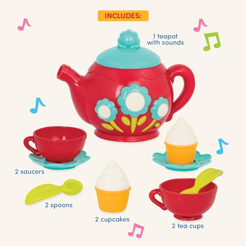 Battat – Pretend Play Tea Set – Singing Teapot – Musical Toddler Toys – Toy Tea Cups & Saucers – 3 Years + – Musical Tea Set